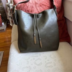 Olive Leather Tote Bag w/Detachable Crossbody NWOT